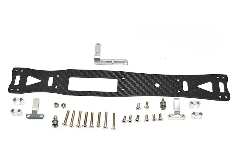 Carbon Fiber + Aluminum Sub Chassis For Tamiya 1/10 4Wd Ta08 Pro 58693 - 27Pc Set Silver 1