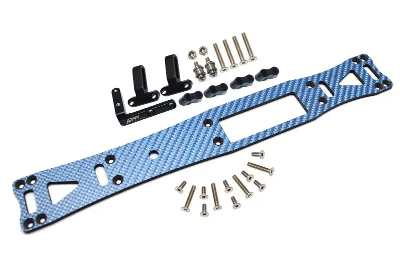 Carbon Fiber (Blue) + Aluminum Sub Chassis For Tamiya 1/10 4Wd Ta08 Pro 58693 – 27Pc Set Black 1