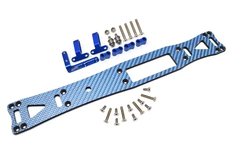 Carbon Fiber (Blue) + Aluminum Sub Chassis For Tamiya 1/10 4Wd Ta08 Pro 58693 – 27Pc Set Blue 1