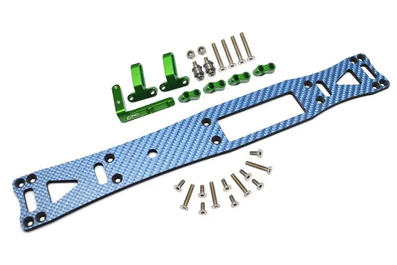 Carbon Fiber (Blue) + Aluminum Sub Chassis For Tamiya 1/10 4Wd Ta08 Pro 58693 – 27Pc Set Green 1