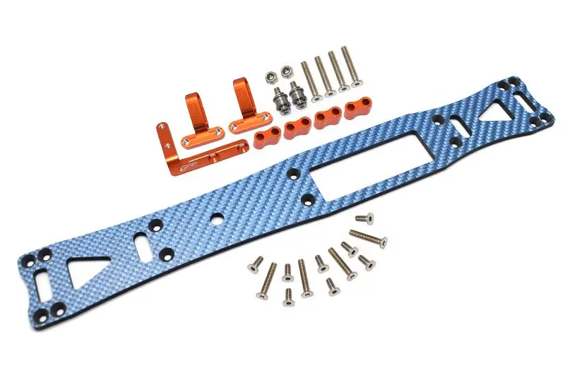 Carbon Fiber (Blue) + Aluminum Sub Chassis For Tamiya 1/10 4Wd Ta08 Pro 58693 – 27Pc Set Orange 1