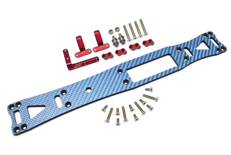 Carbon Fiber (Blue) + Aluminum Sub Chassis For Tamiya 1/10 4Wd Ta08 Pro 58693 – 27Pc Set Red 1