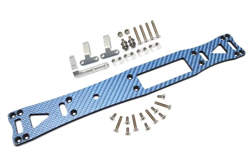 Carbon Fiber (Blue) + Aluminum Sub Chassis For Tamiya 1/10 4Wd Ta08 Pro 58693 – 27Pc Set Silver 1
