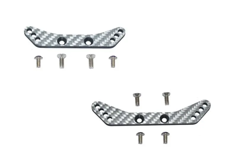 Carbon Fiber Front & Rear Shock Tower For Tamiya 1/10 4Wd Ta08 Pro 58693 - 10Pc Set Silver 1