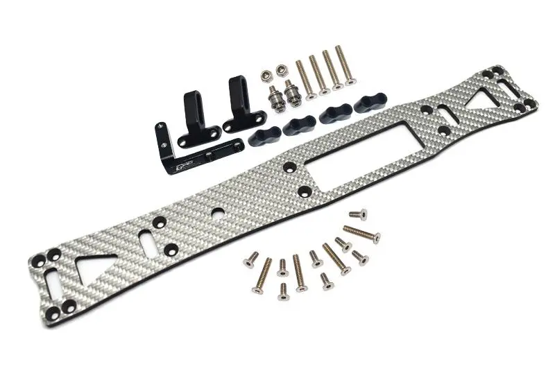 Carbon Fiber (Silver) + Aluminum Sub Chassis For Tamiya 1/10 4Wd Ta08 Pro 58693 – 27Pc Set Black 1