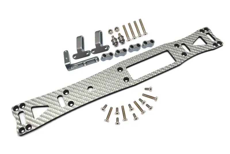 Carbon Fiber (Silver) + Aluminum Sub Chassis For Tamiya 1/10 4Wd Ta08 Pro 58693 – 27Pc Set Gray Silver 1