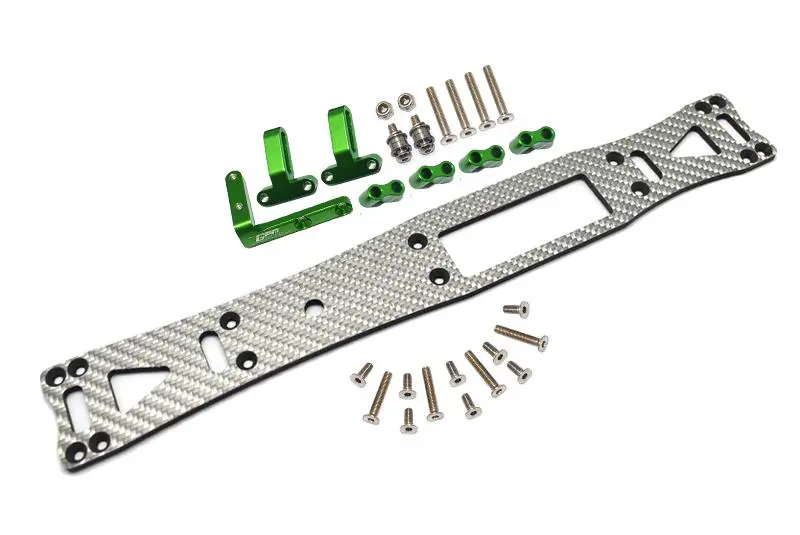 Carbon Fiber (Silver) + Aluminum Sub Chassis For Tamiya 1/10 4Wd Ta08 Pro 58693 – 27Pc Set Green 1