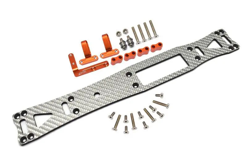 Carbon Fiber (Silver) + Aluminum Sub Chassis For Tamiya 1/10 4Wd Ta08 Pro 58693 – 27Pc Set Orange 1