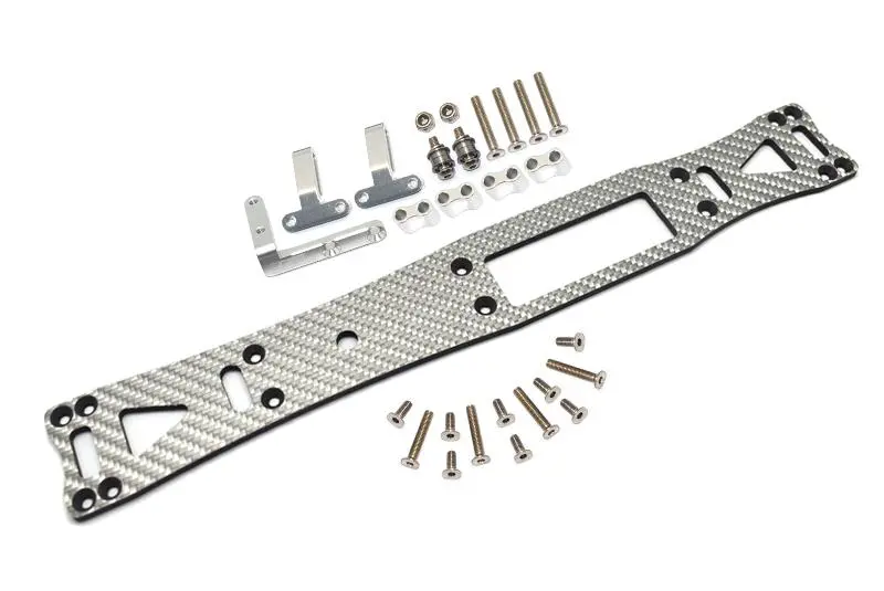 Carbon Fiber (Silver) + Aluminum Sub Chassis For Tamiya 1/10 4Wd Ta08 Pro 58693 – 27Pc Set Silver 1