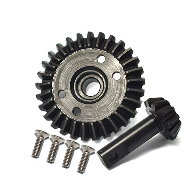 Carbon Steel Differential Ring Bevel Gear 29T & Pinion Gear 11T For Traxxas 1:10 E-Revo Brushless / Revo / Summit - 6Pc Set Black 1