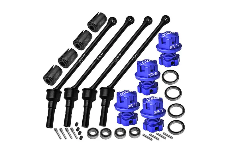 Carbon Steel Front And Rear Extend Cvd Drive Shaft (110Mm) With Aluminum 7075 Wheel Lock + Hex Claw  For Traxxas 1/10 Maxx With Widemaxx Monster Truck 89086-4 Upgrades - Blue 1