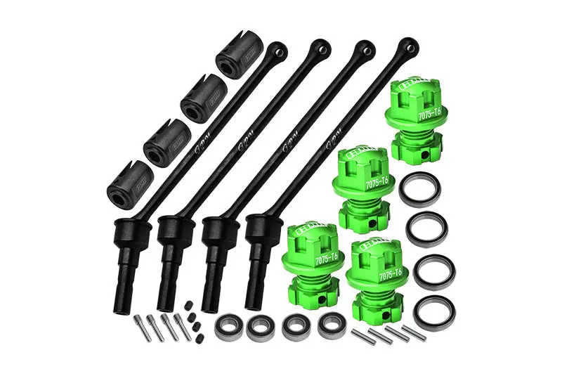 Carbon Steel Front And Rear Extend Cvd Drive Shaft (110Mm) With Aluminum 7075 Wheel Lock + Hex Claw  For Traxxas 1/10 Maxx With Widemaxx Monster Truck 89086-4 Upgrades - Green 1