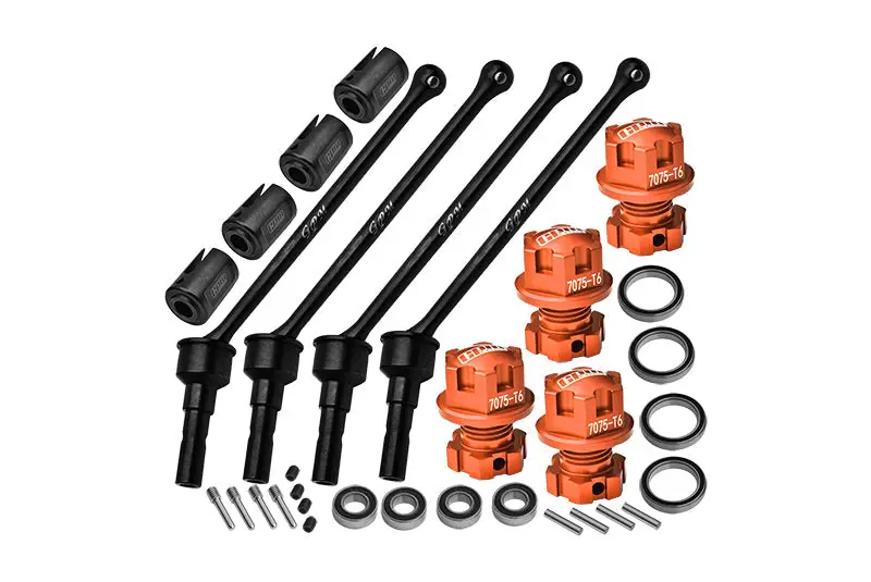Carbon Steel Front And Rear Extend Cvd Drive Shaft (110Mm) With Aluminum 7075 Wheel Lock + Hex Claw  For Traxxas 1/10 Maxx With Widemaxx Monster Truck 89086-4 Upgrades - Orange 1