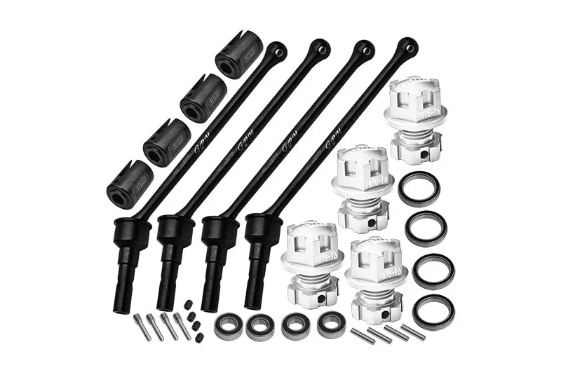 Carbon Steel Front And Rear Extend Cvd Drive Shaft (110Mm) With Aluminum 7075 Wheel Lock + Hex Claw  For Traxxas 1/10 Maxx With Widemaxx Monster Truck 89086-4 Upgrades - Silver 1