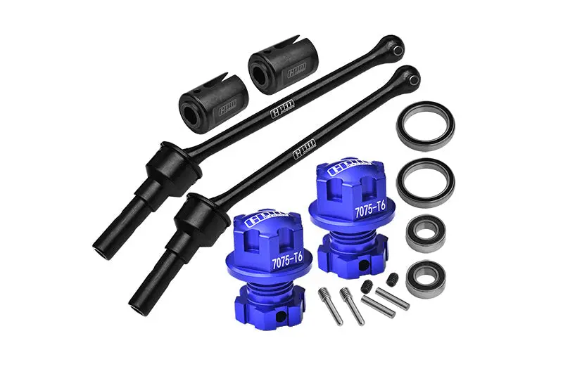 Carbon Steel Front Or Rear Cvd Drive Shaft 88Mm With Aluminum Wheel Lock + Hex Claw For Traxxas 1:8 4Wd Maxx Slash 6S-102076-4 / 1:10 4Wd Maxx-89076-4 Monster Truck Upgrades - Blue 1