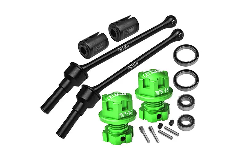 Carbon Steel Front Or Rear Cvd Drive Shaft 88Mm With Aluminum Wheel Lock + Hex Claw For Traxxas 1:8 4Wd Maxx Slash 6S-102076-4 / 1:10 4Wd Maxx-89076-4 Monster Truck Upgrades - Green 1