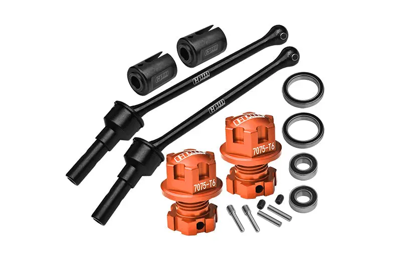 Carbon Steel Front Or Rear Cvd Drive Shaft 88Mm With Aluminum Wheel Lock + Hex Claw For Traxxas 1:8 4Wd Maxx Slash 6S-102076-4 / 1:10 4Wd Maxx-89076-4 Monster Truck Upgrades - Orange 1