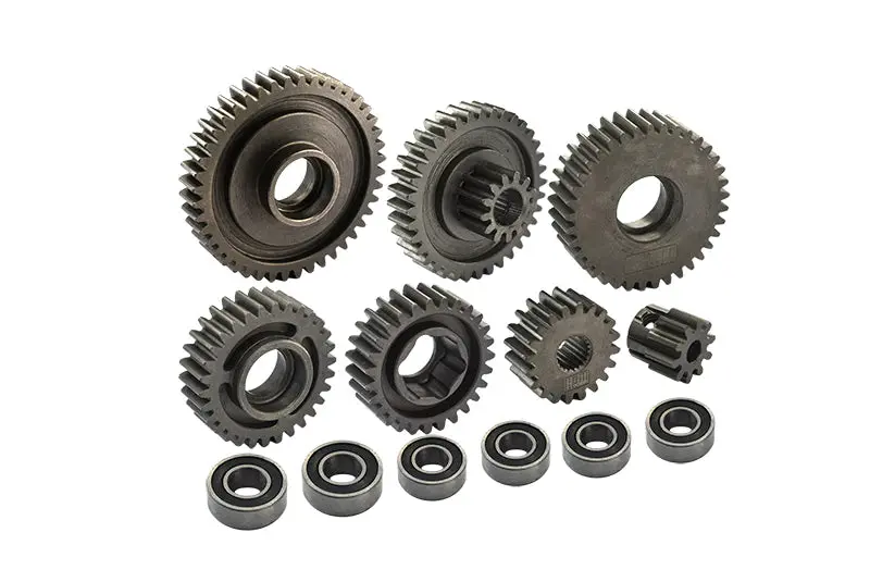 Carbon Steel Gearbox Gears Set For Tamiya 1/14 Rc Truck Scania R620 Upgrades - Black 1
