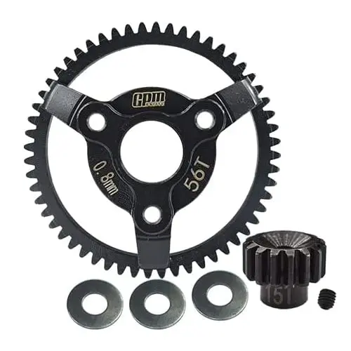 Carbon Steel Spur Gear (56T) + Pinion Gear (15T) For 1:10 Traxxas 2Wd F-150 Raptor / Bandit Xl-5 Buggy / Bandit Vxl Buggy / Slash Sct / Slash Vxl Sct  - 6Pc Set Black 1