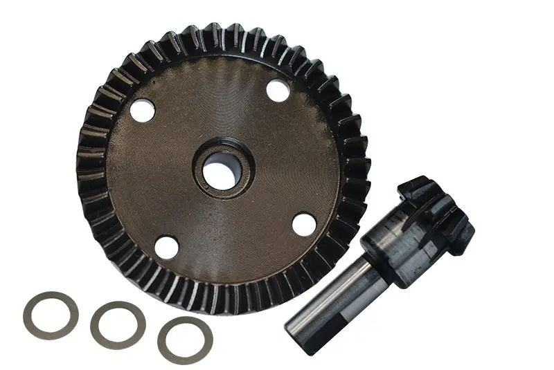 Chrome Steel Diff Bevel Gear 39T & Pinion Gear 09T For Arrma 1:8 Kraton 6S / Outcast 6S / Talion 6S / Kraton 6S V5 / Notorious 6S V5 / 1:7 Fireteam 6S - 5Pc Set Black 2