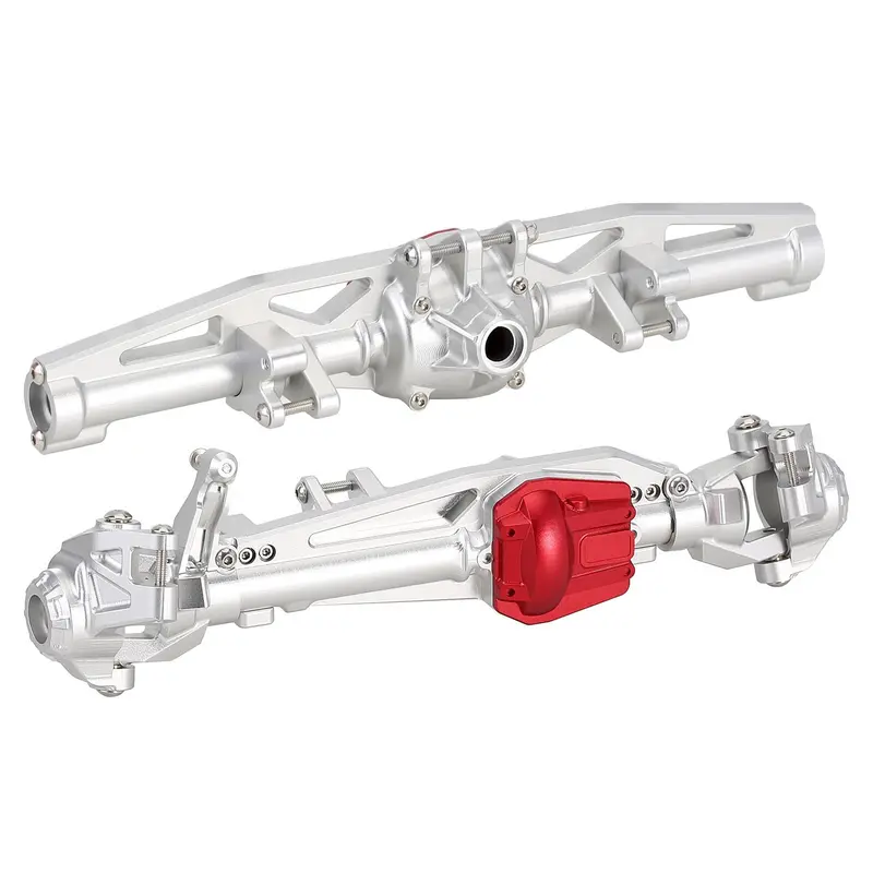 Cnc Aluminum Front & Rear Axle Housing For 1/6 Rc Crawler Car Axial Scx6 Jeep Jlu Wrangler Upgrade Parts - Silver 1