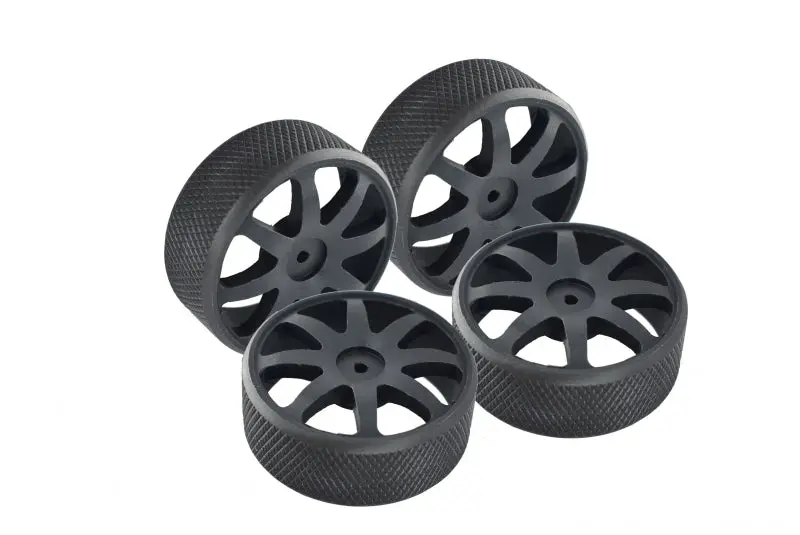 Delrin Front+Rear Drift Rims (8-Poles) For Team Losi 1/24 Micro Sct - 4Pc Set Black 1