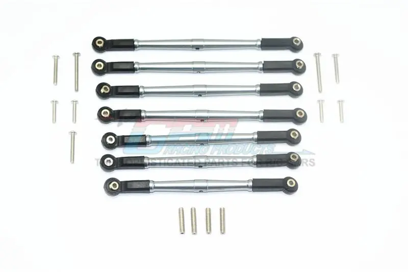 Element Enduro Sendero Trail Truck Upgrade Parts Aluminum Adjustable Upper & Lower Suspension Links - 7Pc Set Gray Silver 1