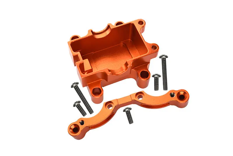 Front Damper Plate With Gear Box & Screws For 1/10 Tamiya Rc Car Tt-01 - 7Pc Set Orange 1