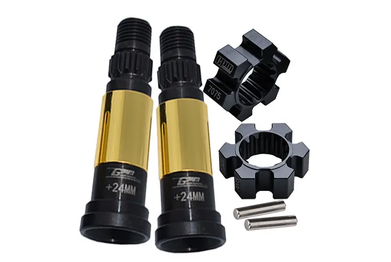 Front Or Rear Harden Steel #45 Cvd Joint (+24Mm) + Aluminum 7075-T6 Wheel Hex Hubs For 1:5 Traxxas X Maxx 8S Monster Truck Upgrades - Black 1