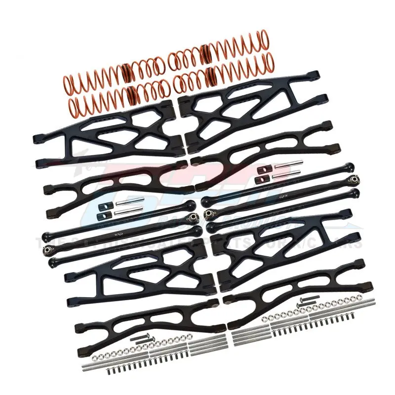Full Set Aluminum Suspension Arms + Steering Rods + Dog Bones Combo Pack For 1/5 Traxxas X Maxx 8S With Widemaxx #7895 Kit - 110Pc Set Black 1