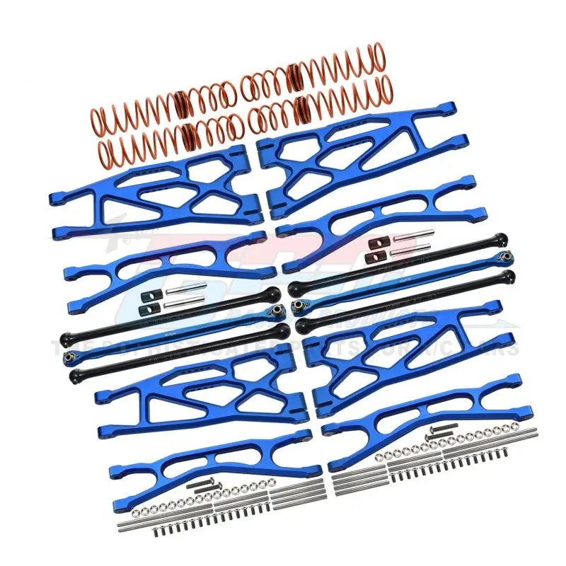 Full Set Aluminum Suspension Arms + Steering Rods + Dog Bones Combo Pack For 1/5 Traxxas X Maxx 8S With Widemaxx #7895 Kit - 110Pc Set Blue 1