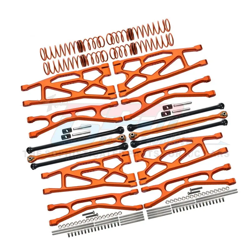 Full Set Aluminum Suspension Arms + Steering Rods + Dog Bones Combo Pack For 1/5 Traxxas X Maxx 8S With Widemaxx #7895 Kit - 110Pc Set Orange 1