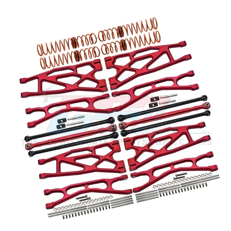 Full Set Aluminum Suspension Arms + Steering Rods + Dog Bones Combo Pack For 1/5 Traxxas X Maxx 8S With Widemaxx #7895 Kit - 110Pc Set Red 1