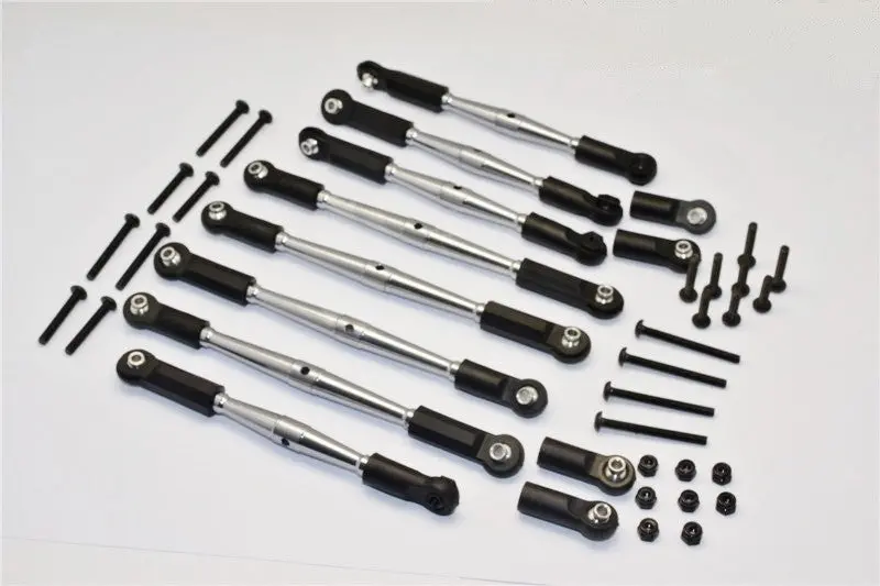 Gmade Crawler R1 Rock Buggy Aluminum 5Mm Anti-Thread Tie Rod (For Setting 300Mm-323Mm Wheelbase) - 8Pcs Set Gray Silver 1