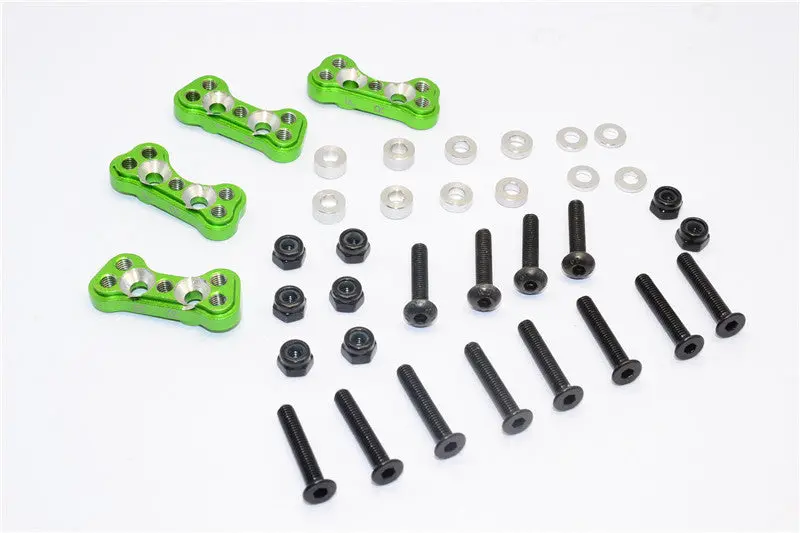 Gmade Crawler R1 Rock Buggy Aluminum Front & Rear Adjustable Damper Mount - 4Pcs Set Green 1