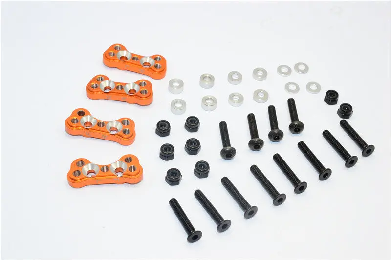 Gmade Crawler R1 Rock Buggy Aluminum Front & Rear Adjustable Damper Mount - 4Pcs Set Orange 1