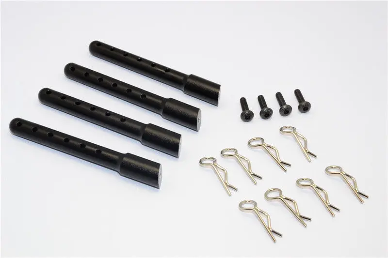 Gmade Crawler R1 Rock Buggy Aluminum Front + Rear Body Post With Clips - 1 Set Black 1