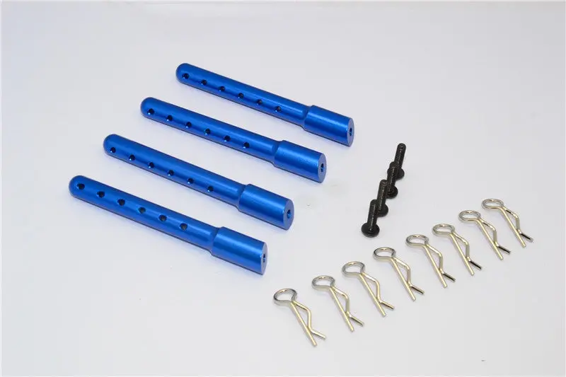 Gmade Crawler R1 Rock Buggy Aluminum Front + Rear Body Post With Clips - 1 Set Blue 1