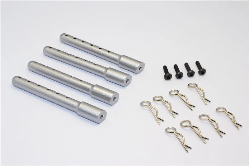 Gmade Crawler R1 Rock Buggy Aluminum Front + Rear Body Post With Clips - 1 Set Gray Silver 1
