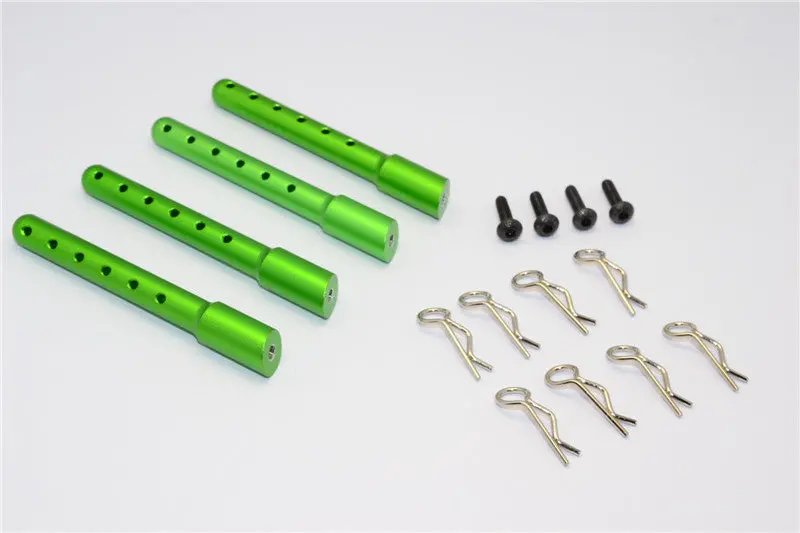 Gmade Crawler R1 Rock Buggy Aluminum Front + Rear Body Post With Clips - 1 Set Green 1