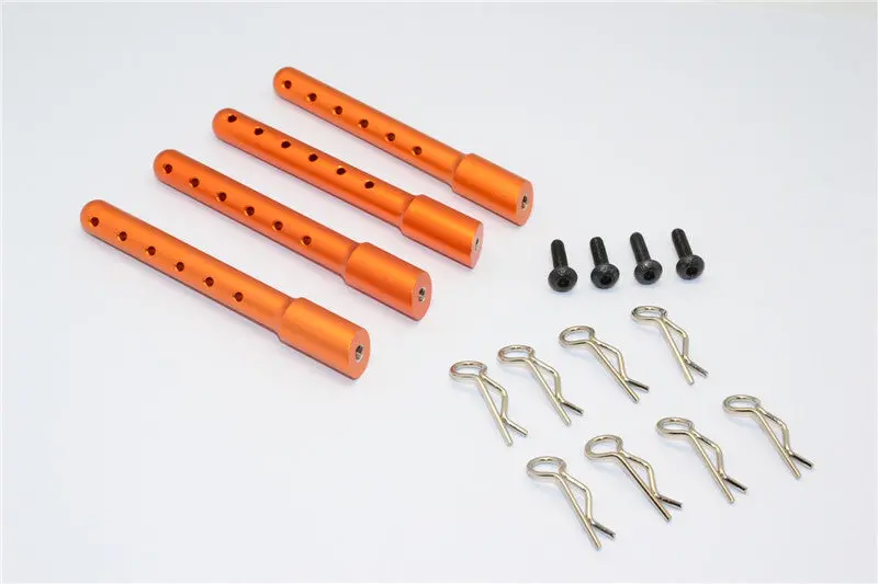 Gmade Crawler R1 Rock Buggy Aluminum Front + Rear Body Post With Clips - 1 Set Orange 1