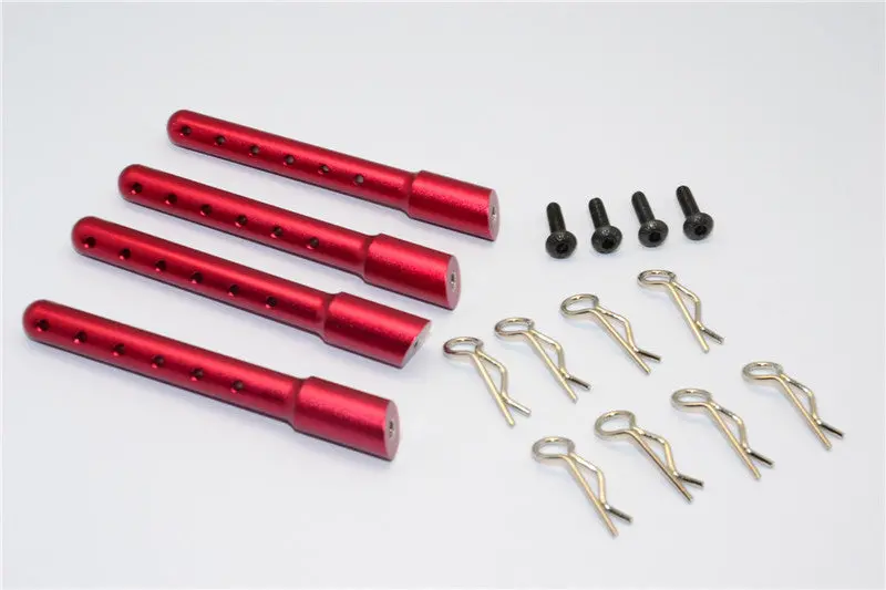 Gmade Crawler R1 Rock Buggy Aluminum Front + Rear Body Post With Clips - 1 Set Red 1