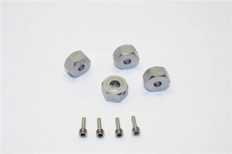 Gmade Crawler R1 Rock Buggy & Gs01 Sawback Aluminum Hex Adapter (12Mmx7mm) - 4Pcs Set Gray Silver 1