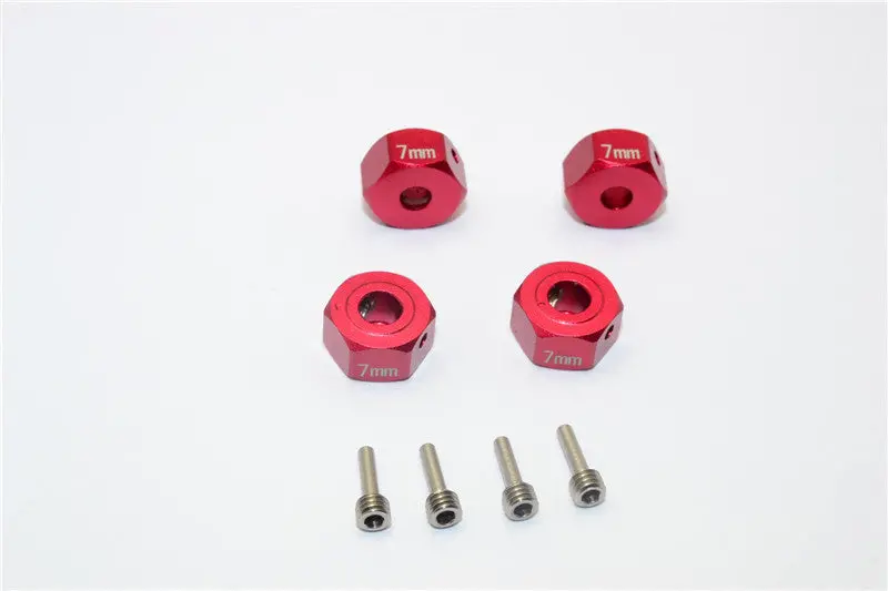 Gmade Crawler R1 Rock Buggy & Gs01 Sawback Aluminum Hex Adapter (12Mmx7mm) - 4Pcs Set Red 1