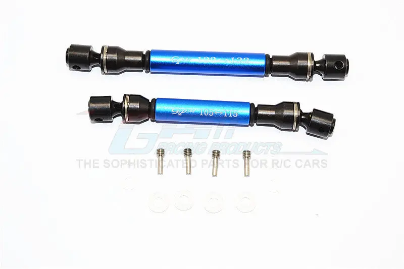 Gmade Crawler R1 Rock Buggy Steel+Aluminum Front & Rear Main Drive Shaft (F:122Mm-132Mm, R:105Mm-115Mm) - 2Pcs Set Blue 1