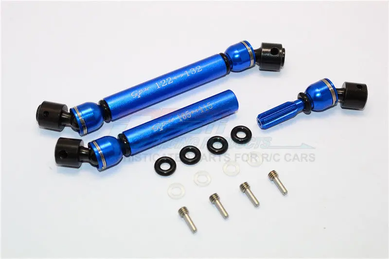 Gmade Crawler R1 Rock Buggy Steel+Aluminum Front & Rear Main Drive Shaft (F:122Mm-132Mm, R:105Mm-115Mm) - 2Pcs Set Blue 1