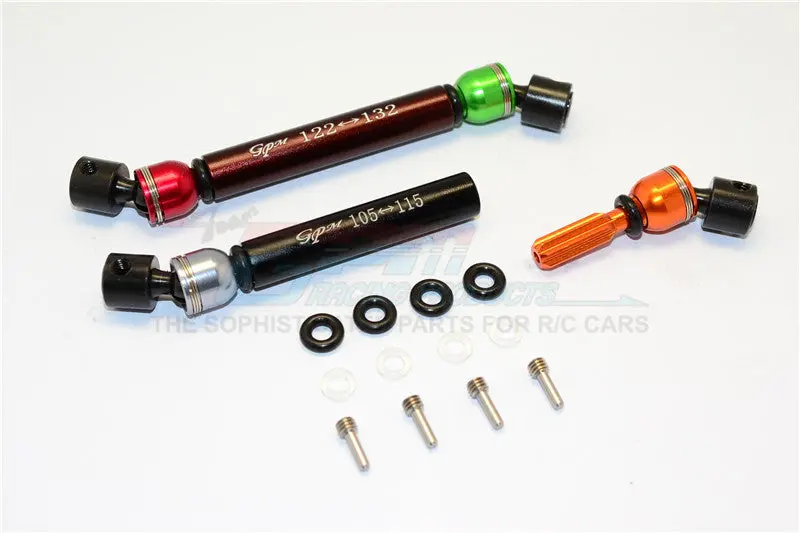 Gmade Crawler R1 Rock Buggy Steel+Aluminum Front & Rear Main Drive Shaft (F:122Mm-132Mm, R:105Mm-115Mm) - 2Pcs Set Custom Colors 1