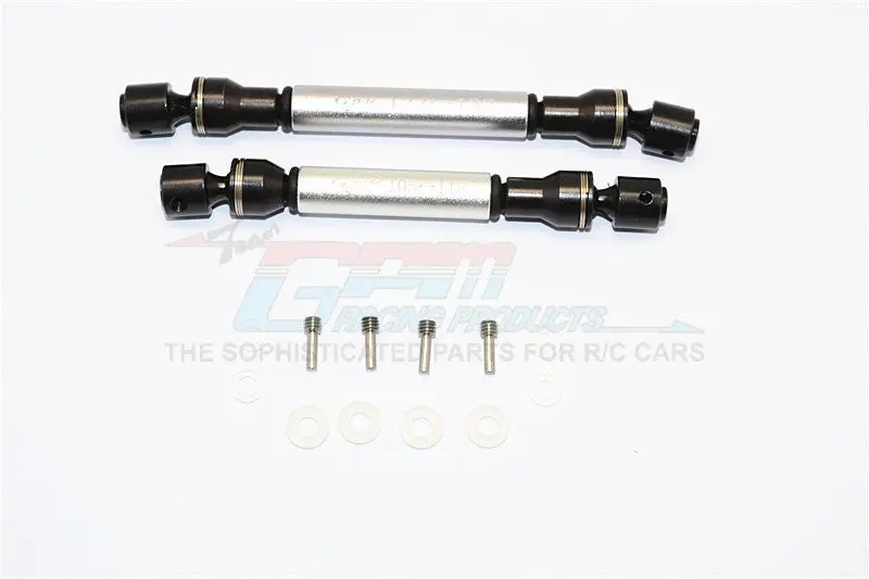 Gmade Crawler R1 Rock Buggy Steel+Aluminum Front & Rear Main Drive Shaft (F:122Mm-132Mm, R:105Mm-115Mm) - 2Pcs Set Gray Silver 1