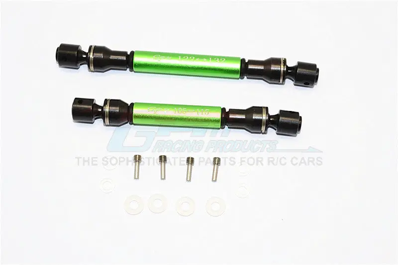 Gmade Crawler R1 Rock Buggy Steel+Aluminum Front & Rear Main Drive Shaft (F:122Mm-132Mm, R:105Mm-115Mm) - 2Pcs Set Green 1