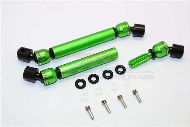 Gmade Crawler R1 Rock Buggy Steel+Aluminum Front & Rear Main Drive Shaft (F:122Mm-132Mm, R:105Mm-115Mm) - 2Pcs Set Green 1